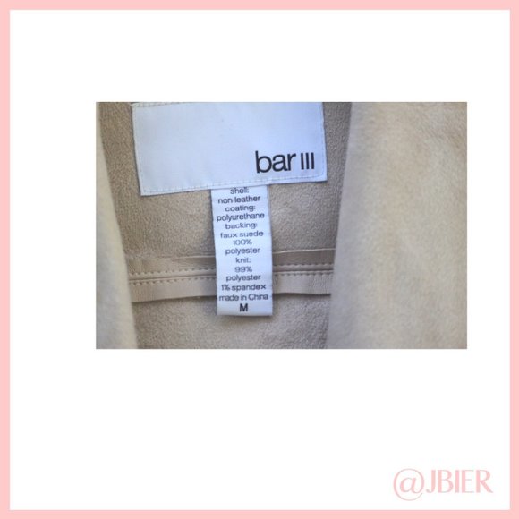 Bar III Blush Faux Leather and Suede Jacket - Picture 4 of 4